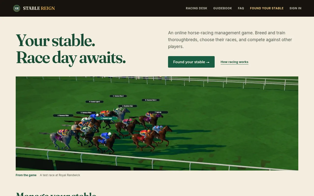 Screenshot of stablereign.com