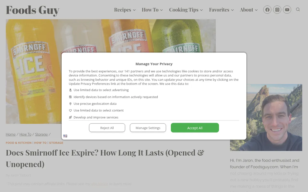 Screenshot of foodsguy.com