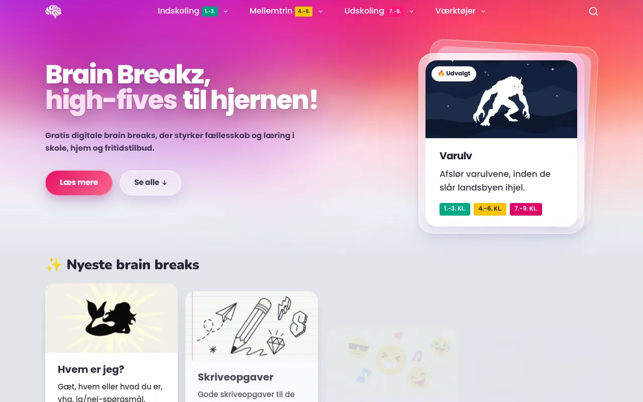 Screenshot of brainbreakz.dk