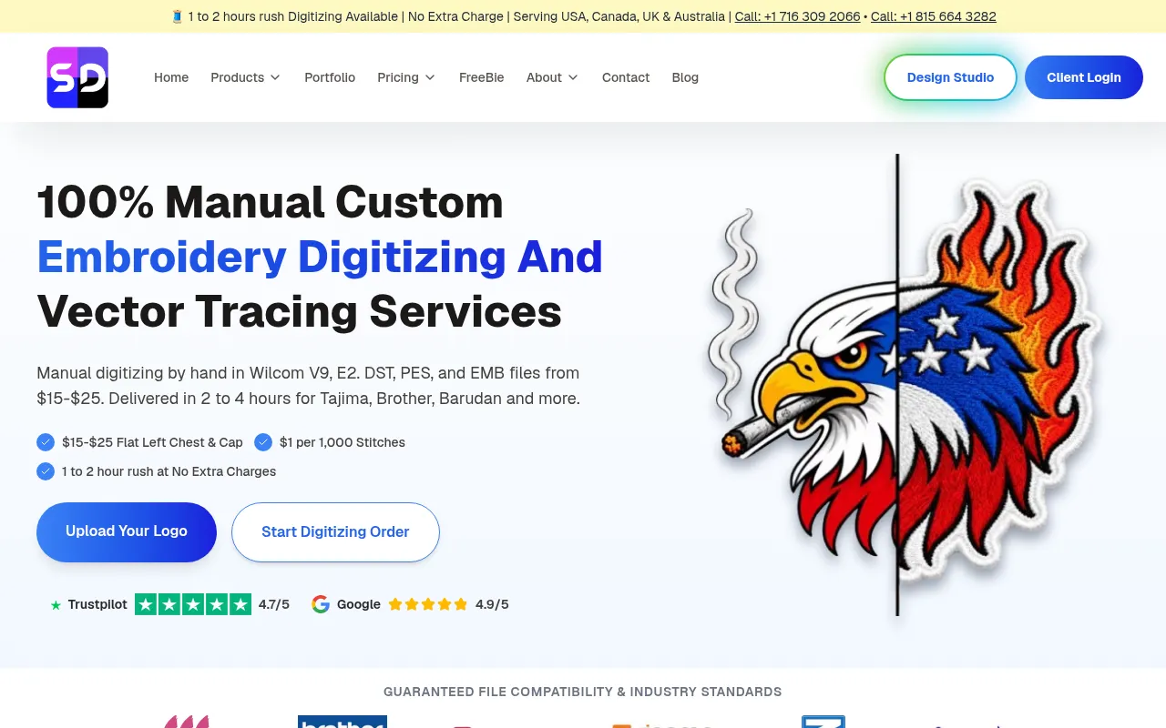 Screenshot of sassydigitizing.com