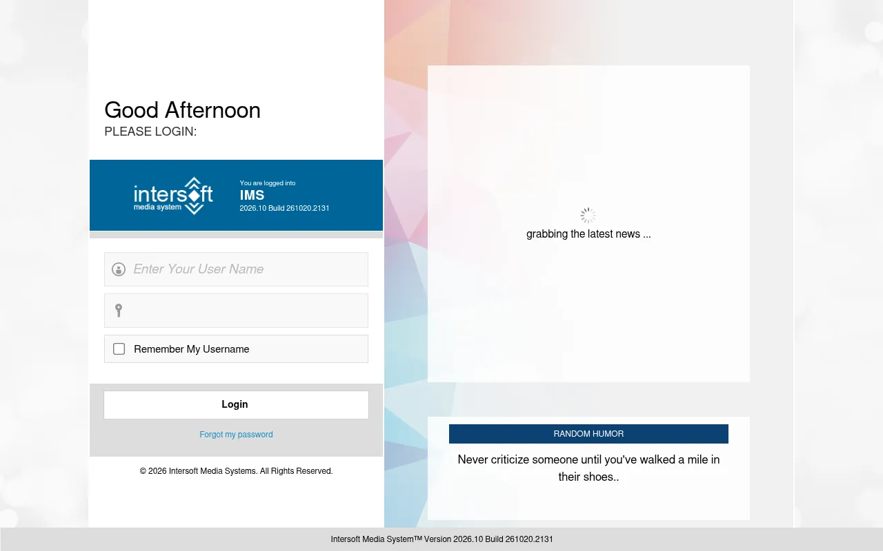 Screenshot of bdr.intersoftaws.com