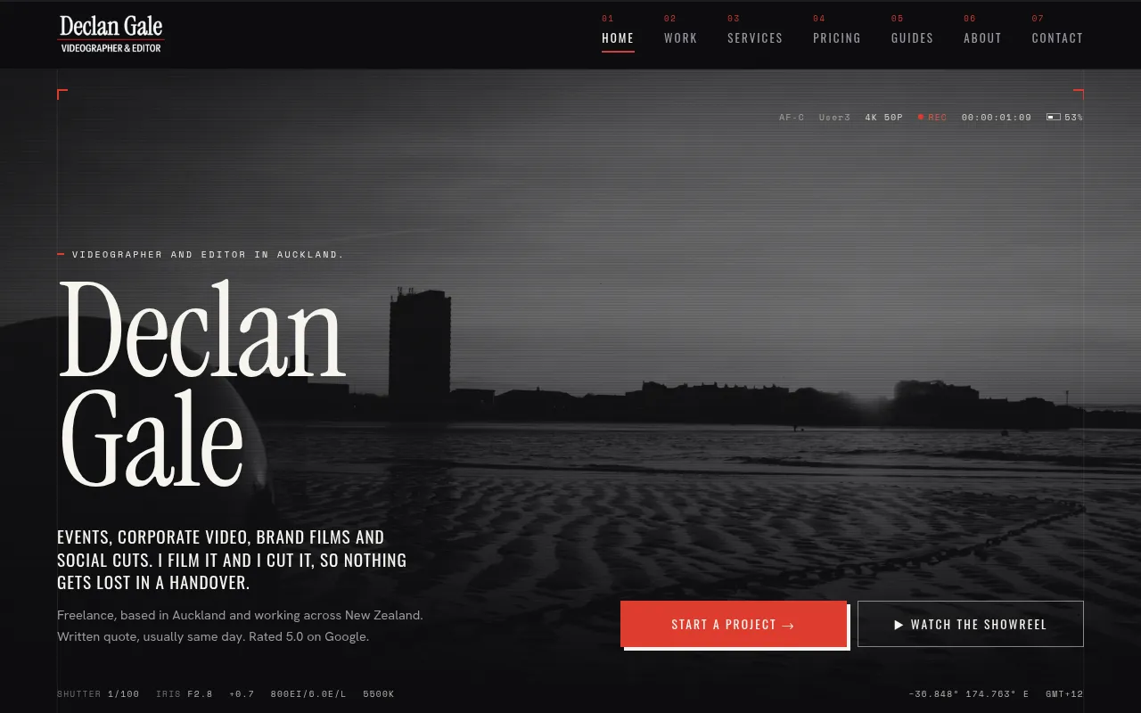 Screenshot of declangale.com