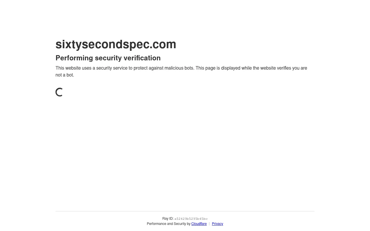 Screenshot of sixtysecondspec.com