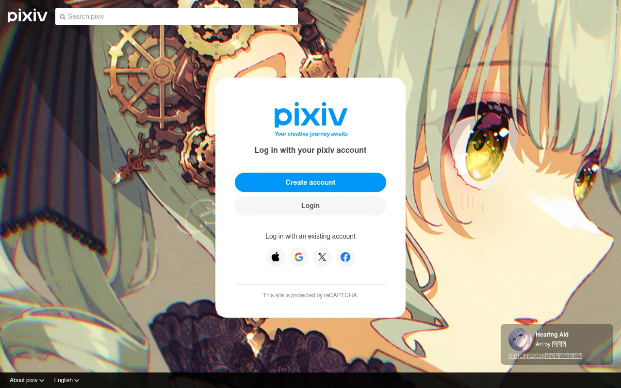 Screenshot of pixiv.net