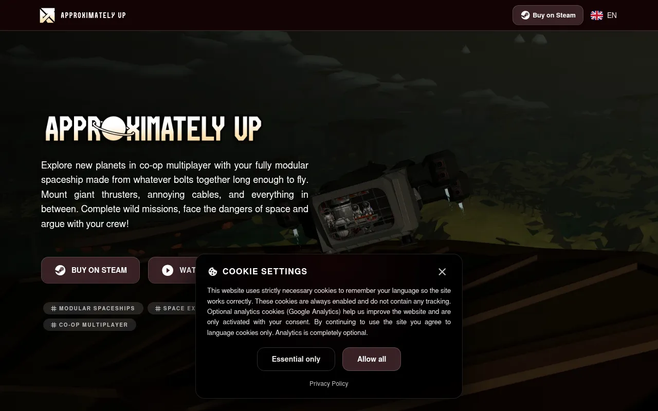 Screenshot of approximatelyup.com