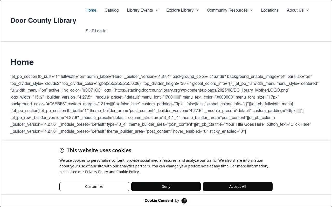 Screenshot of staging.doorcountylibrary.org