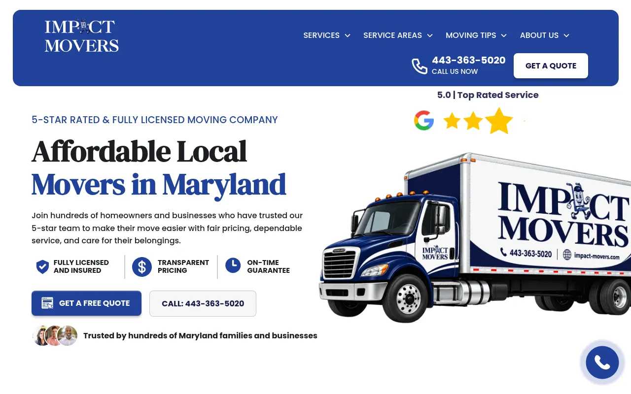 Screenshot of impact-movers.com