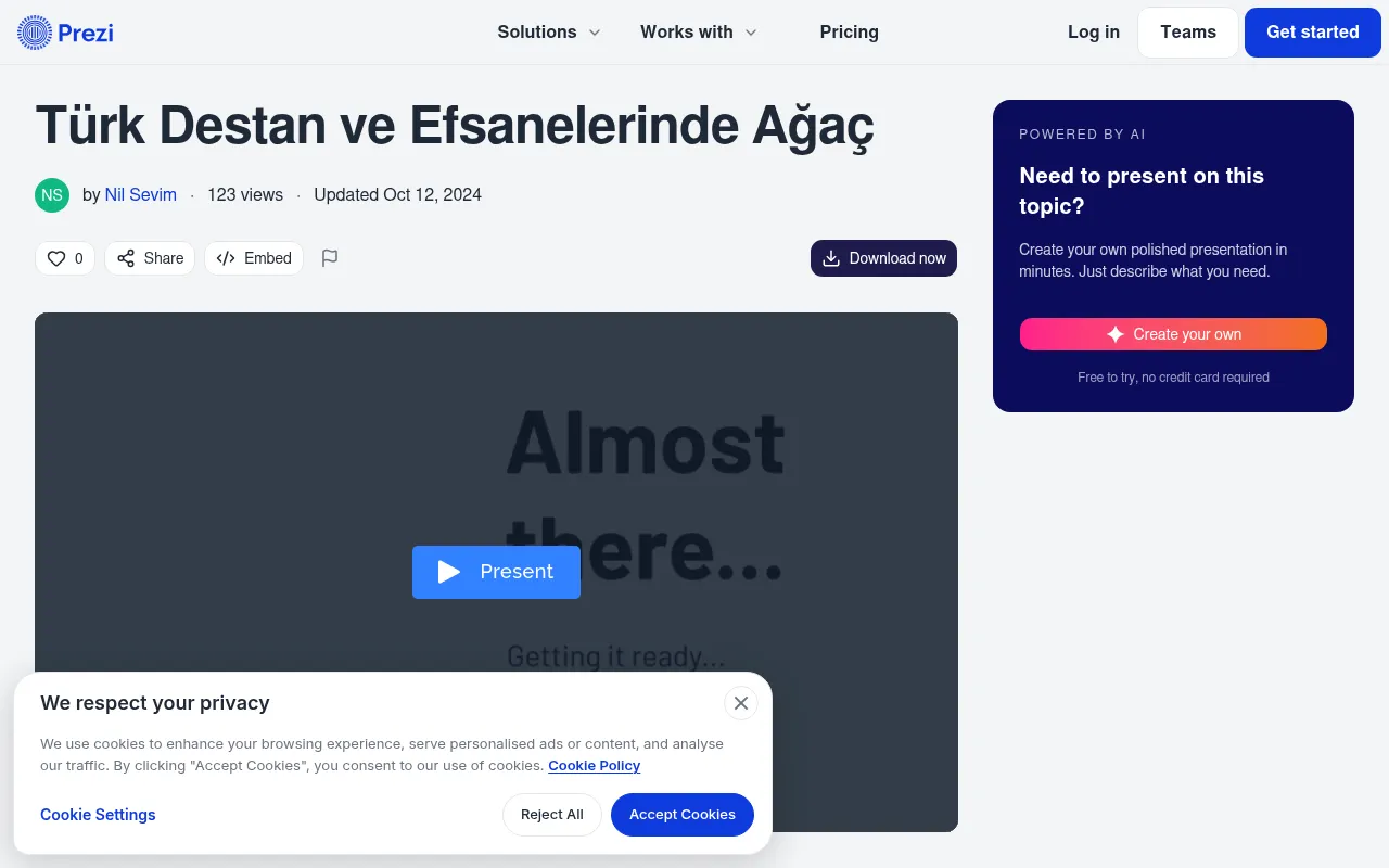 Screenshot of prezi.com