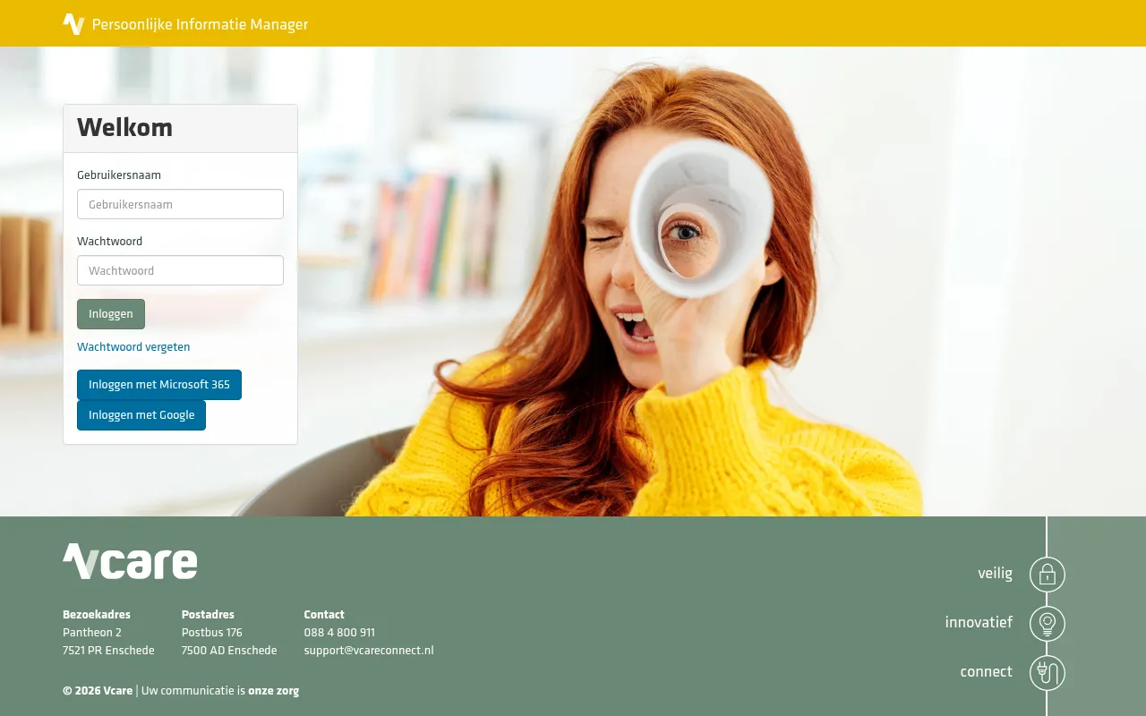 Screenshot of pim.vcareconnect.nl