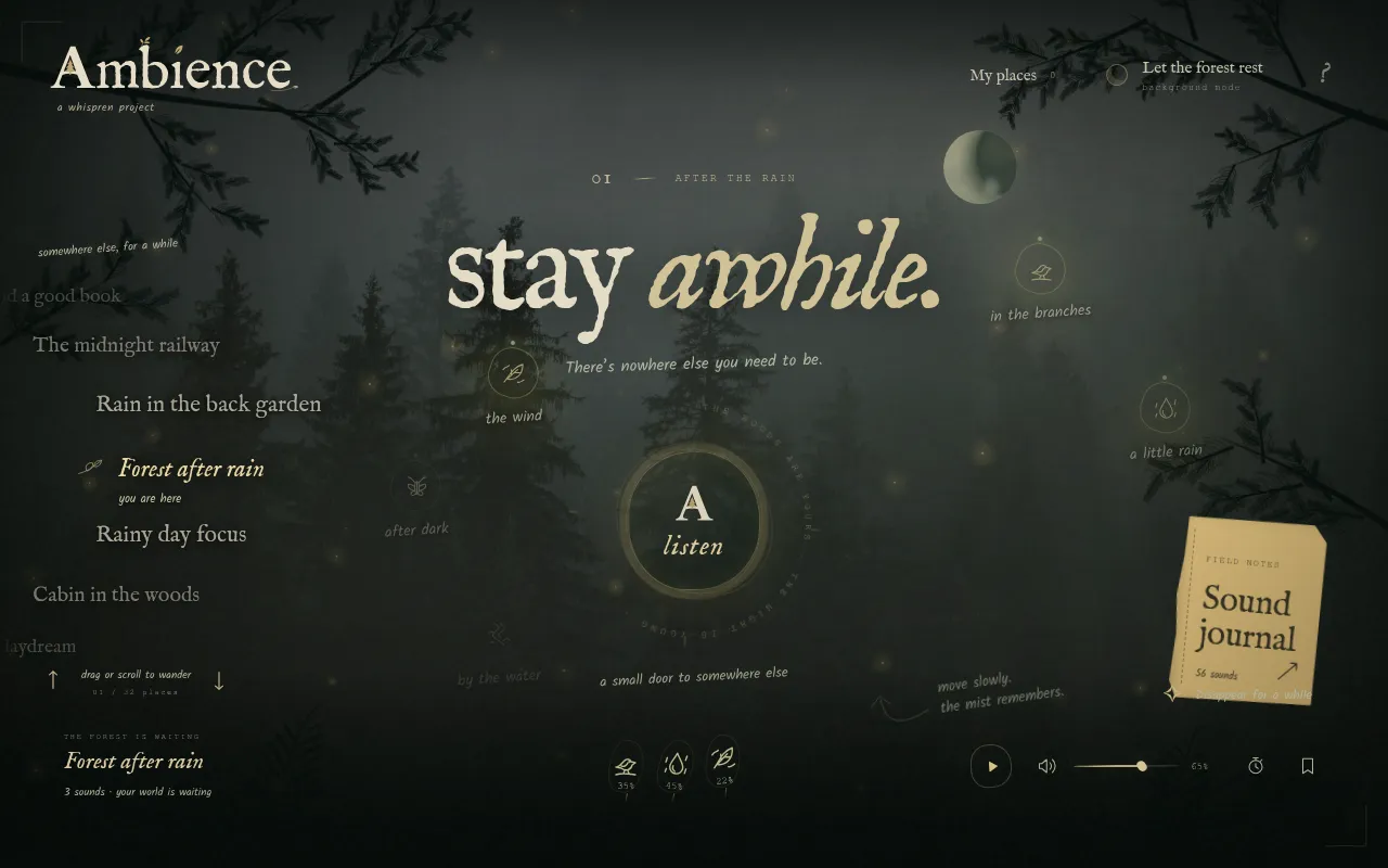 Screenshot of ambience.whispren.live