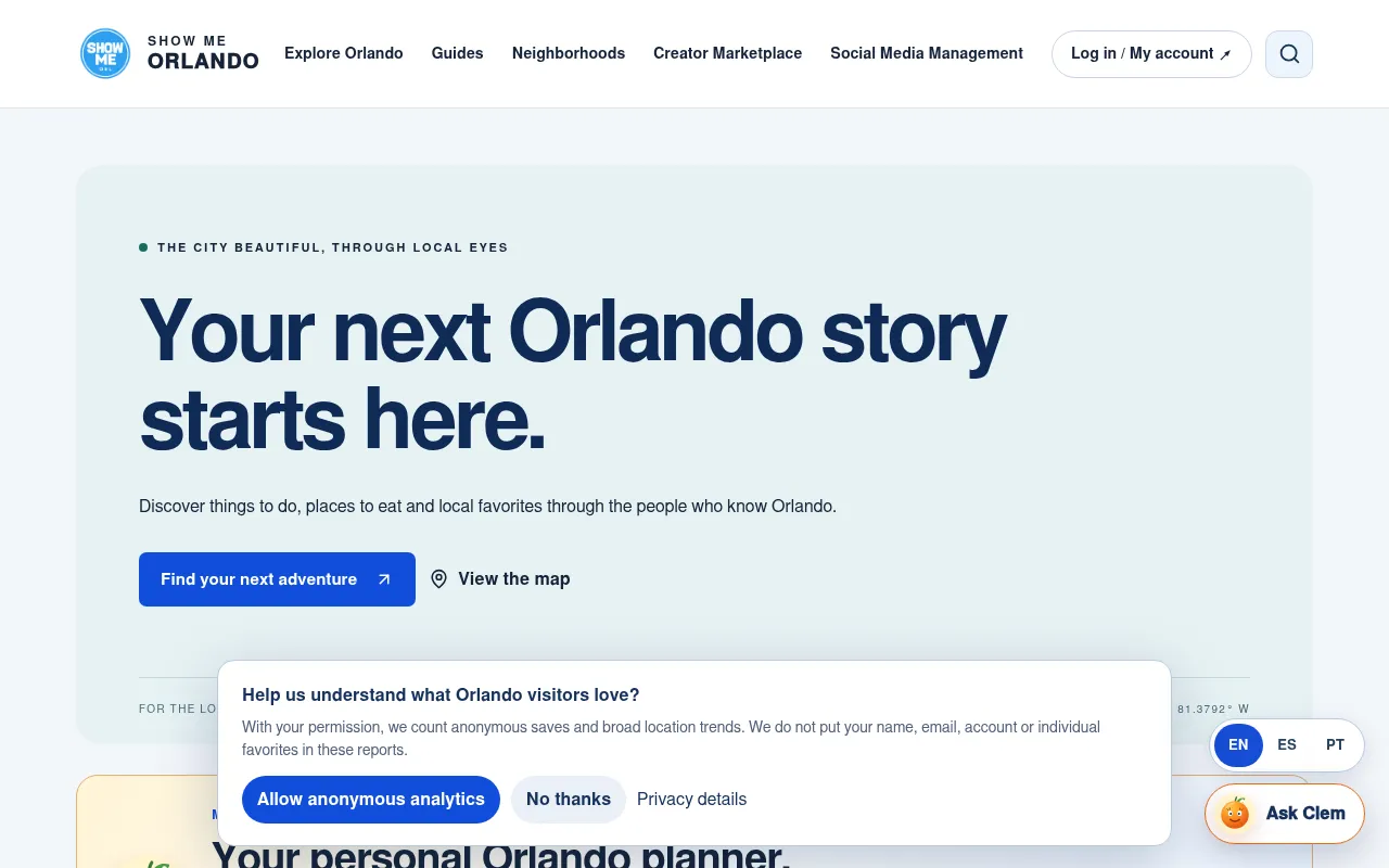 Screenshot of showmeorlando.com