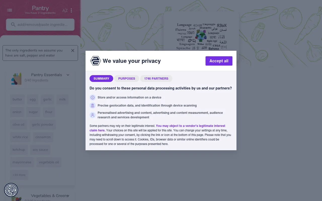 Screenshot of supercook.com