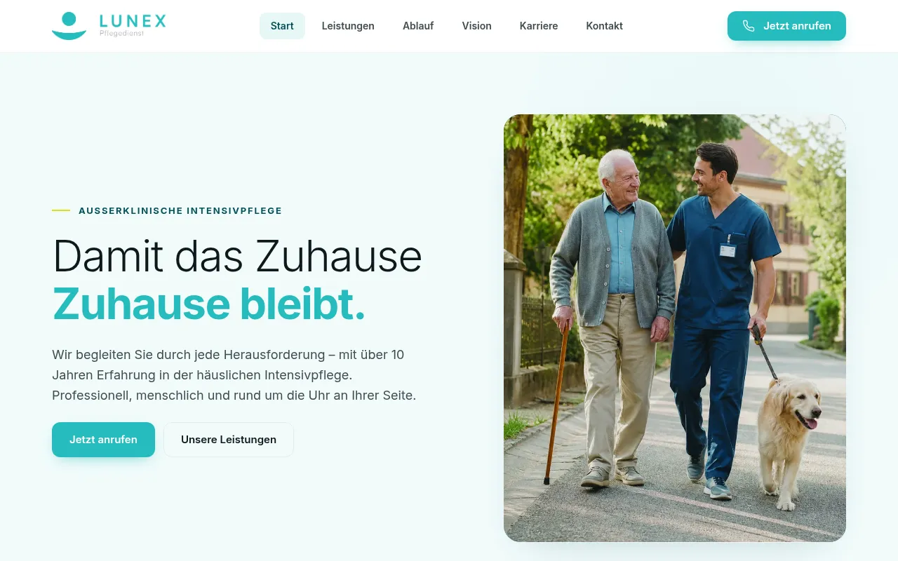 Screenshot of lunex-pflegedienst.de