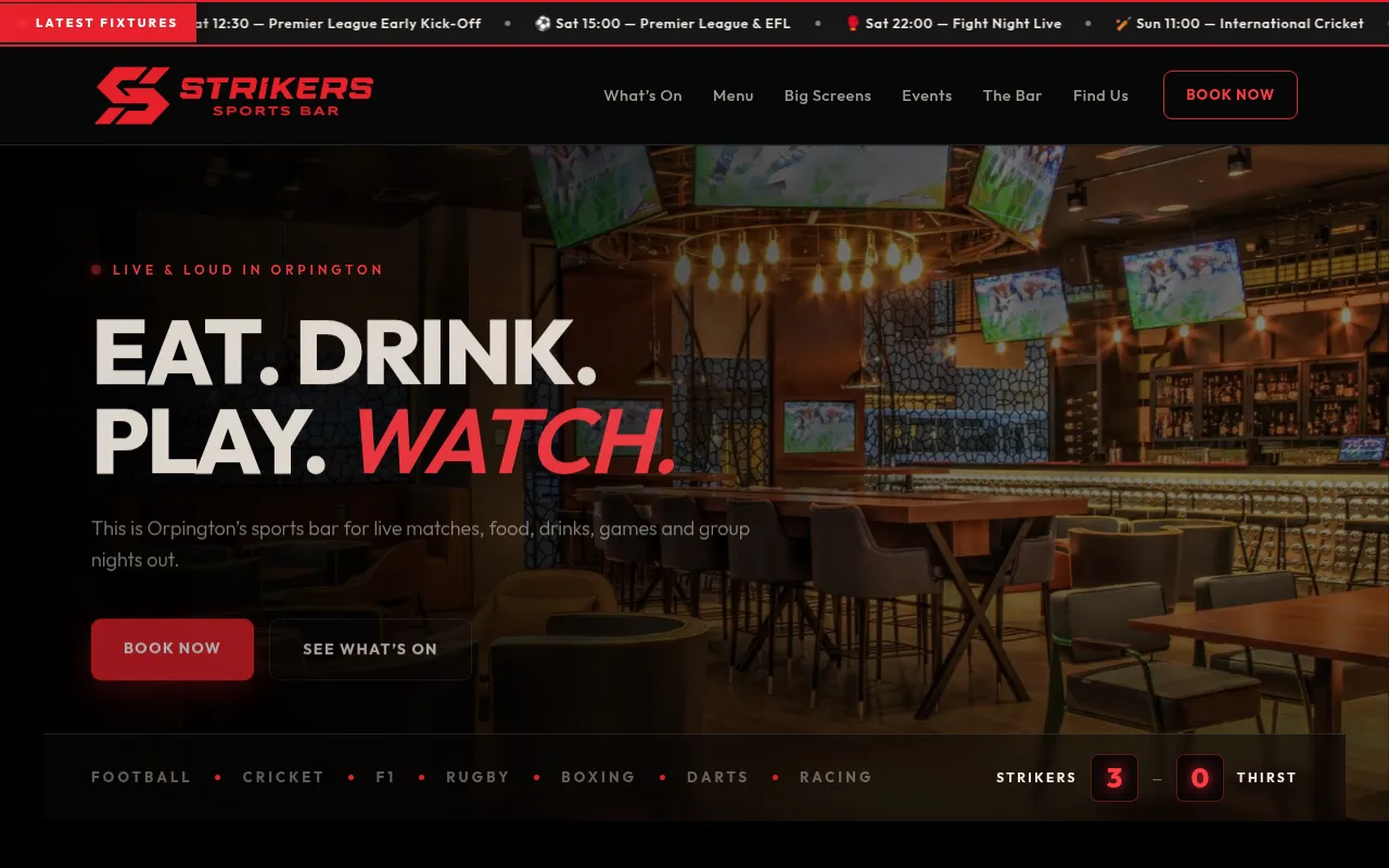 Screenshot of strikersbar.com