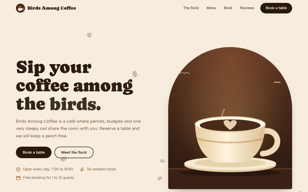 Screenshot of birds-among-coffee.netlify.app