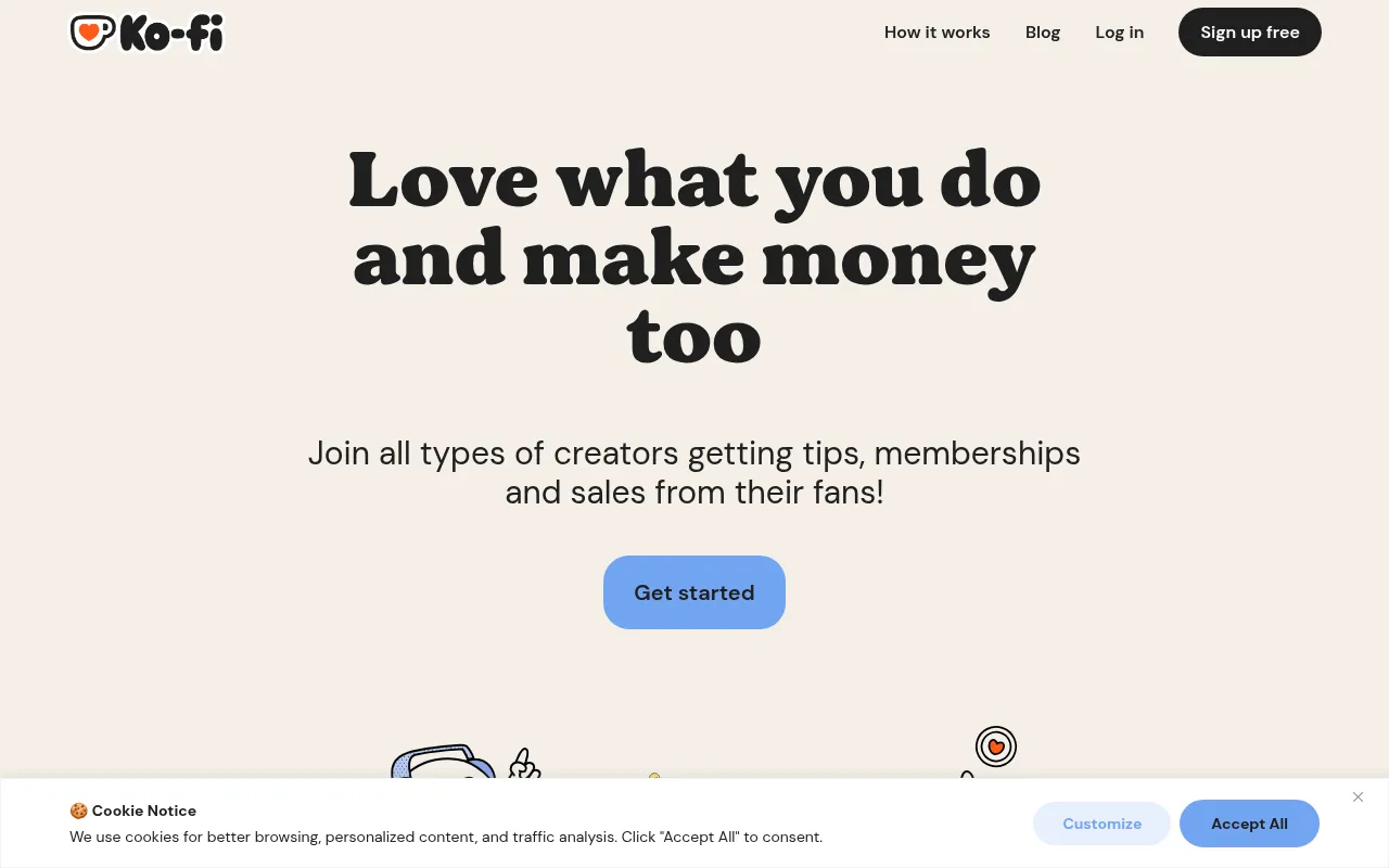 Screenshot of ko-fi.com