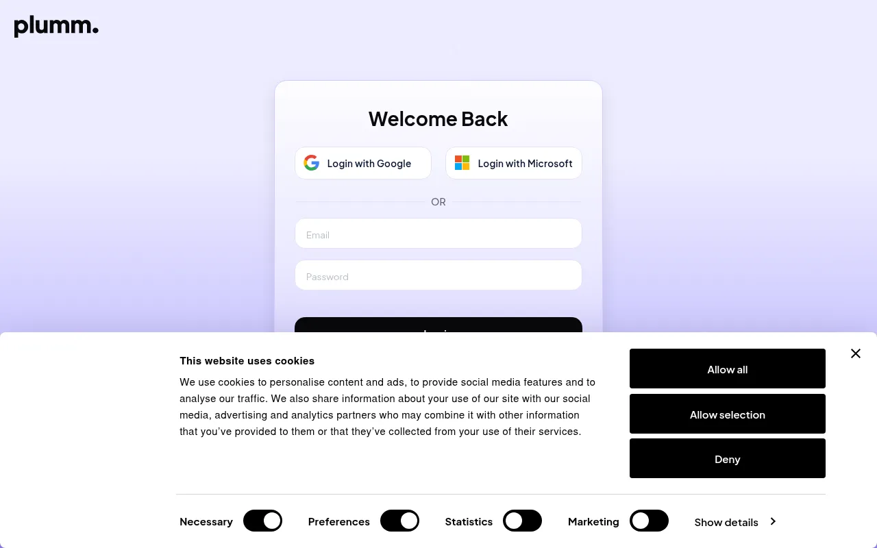 Screenshot of app.heyplumm.com