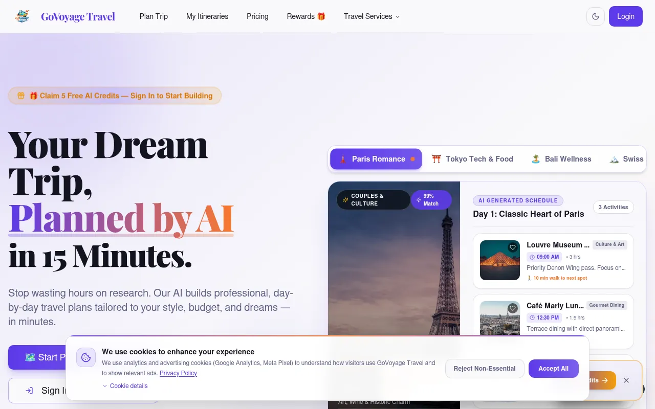 Screenshot of govoyagetravel.com