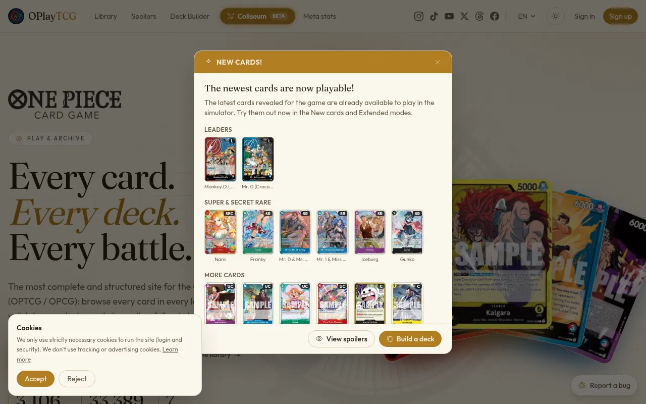Screenshot of oplaytcg.com