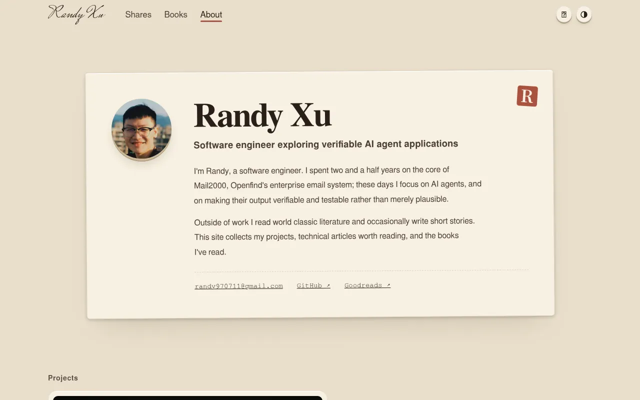 Screenshot of randyxu0711.github.io