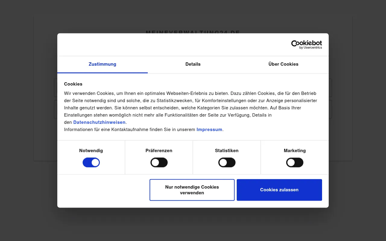 Screenshot of meineverwaltung24.de