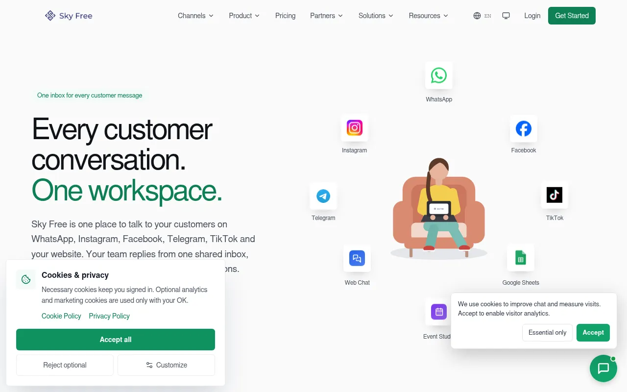Screenshot of skyfree.io