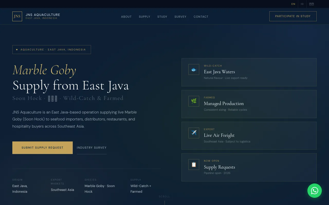 Screenshot of jnsaquaculture.com