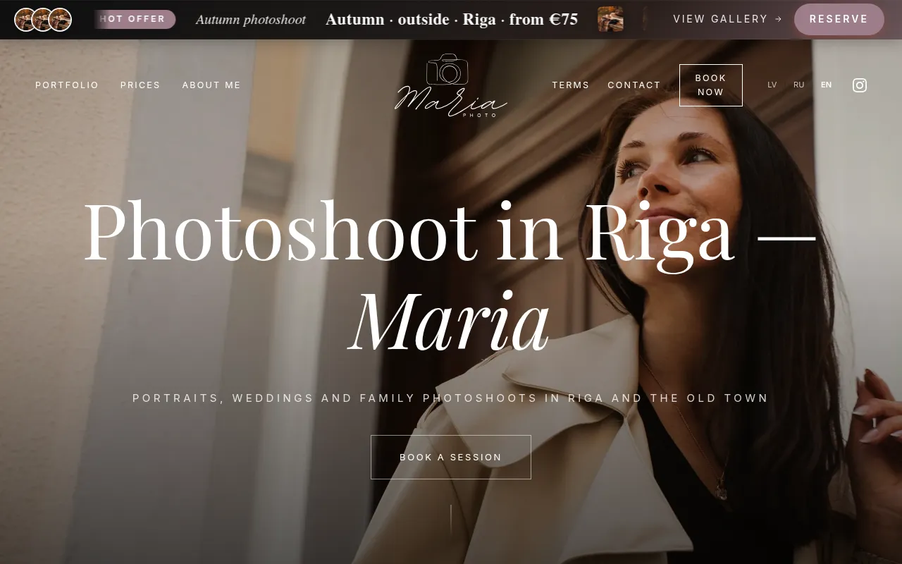 Screenshot of mariaphoto.lv
