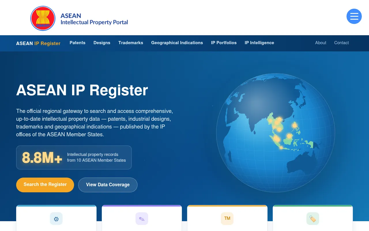 Screenshot of ip-register.aseanip.org