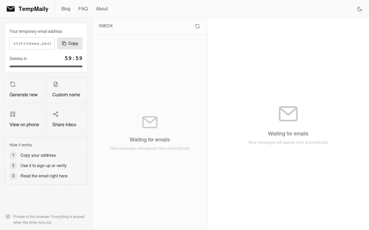 Screenshot of tempmaily.net