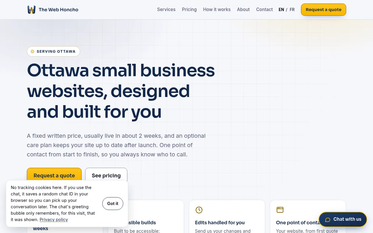 Screenshot of thewebhoncho.ca