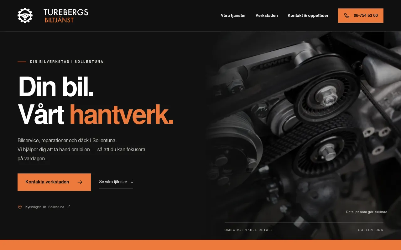 Screenshot of turebergsbiltjanst.se