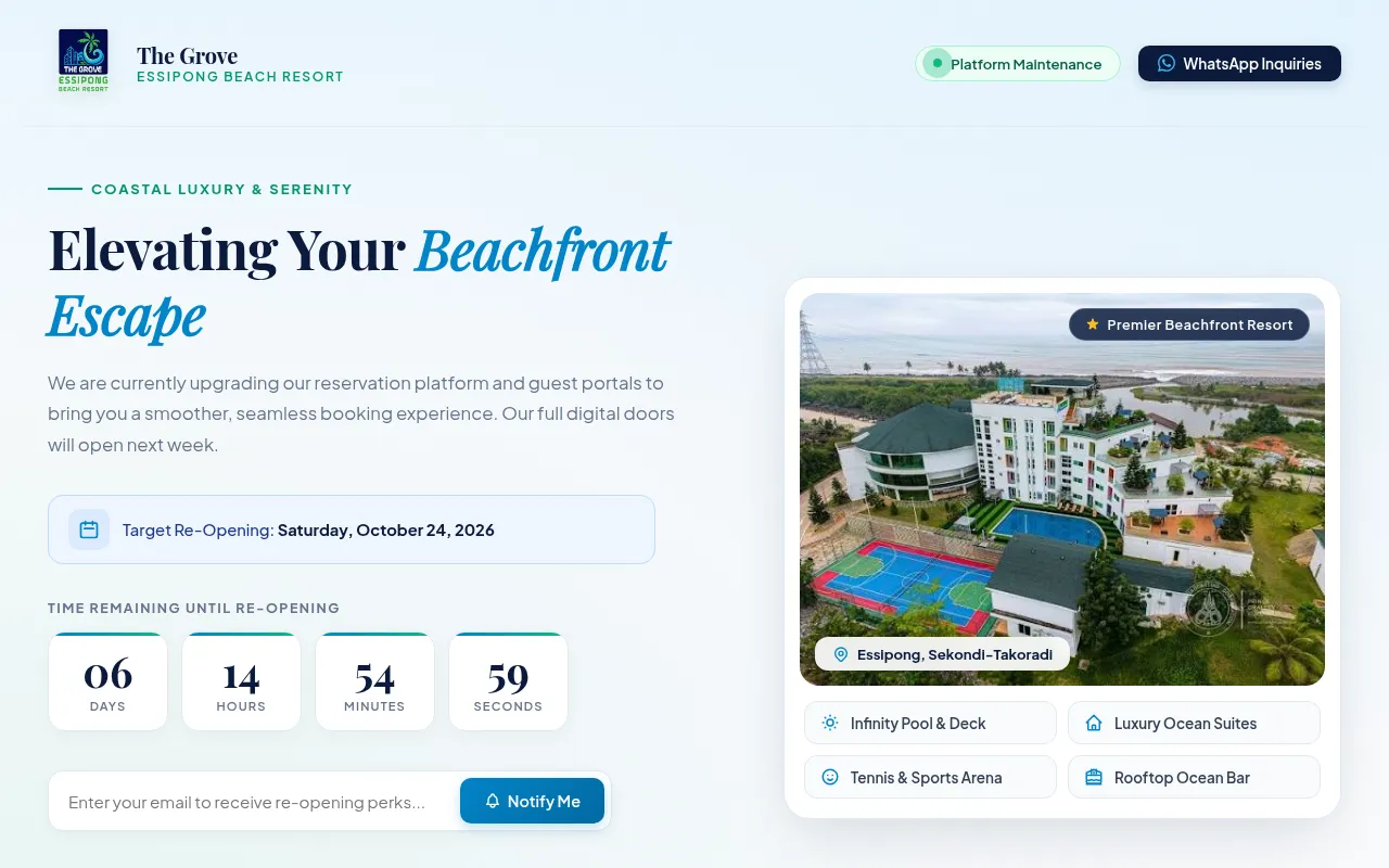 Screenshot of thegroveessipongbeachresort.com