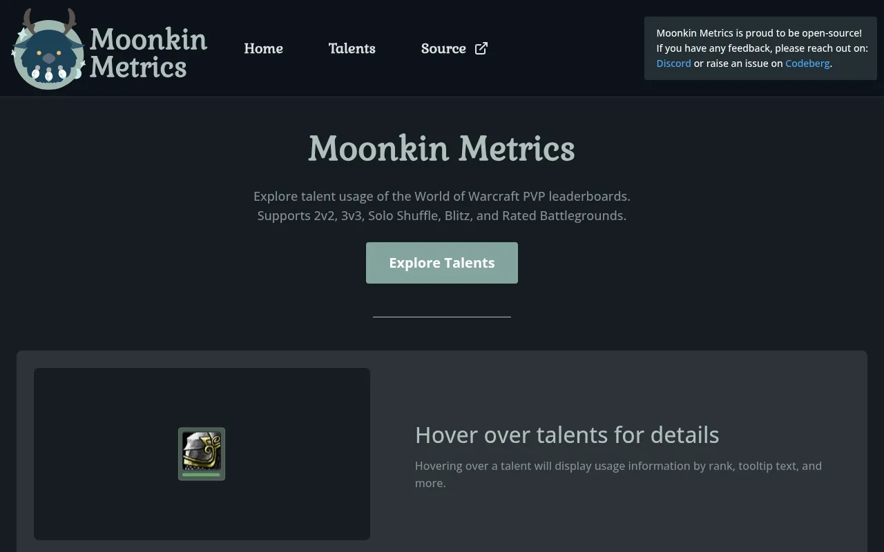 Screenshot of moonkinmetrics.com