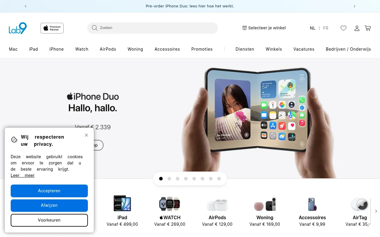 Screenshot of lab9.be