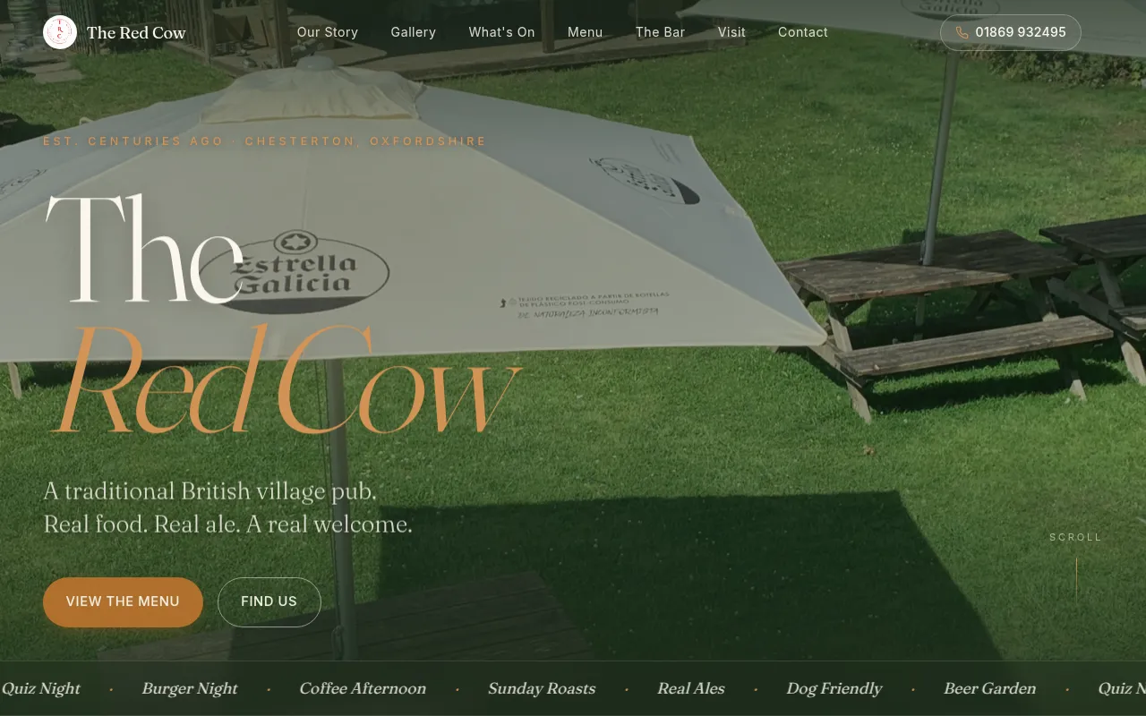 Screenshot of theredcowchesterton.co.uk