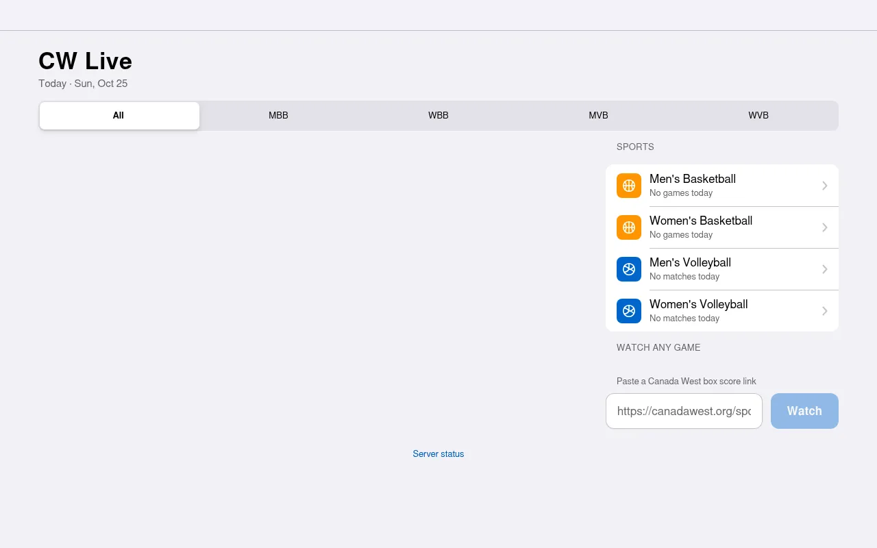 Screenshot of cwlive.ca