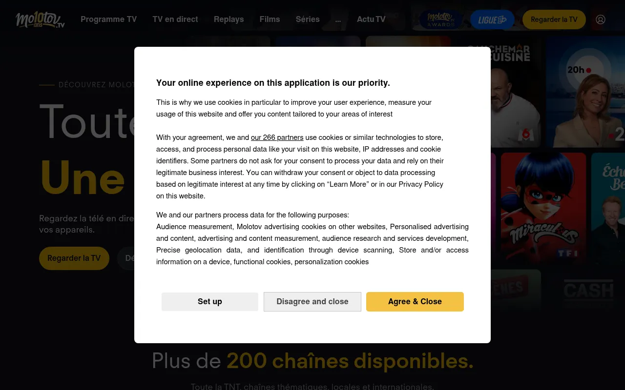 Screenshot of molotov.tv
