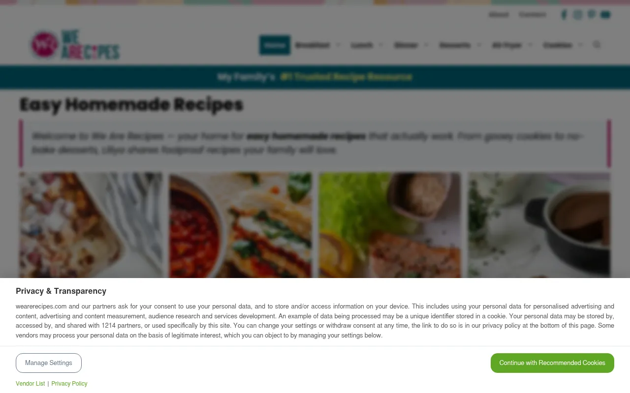 Screenshot of wearerecipes.com
