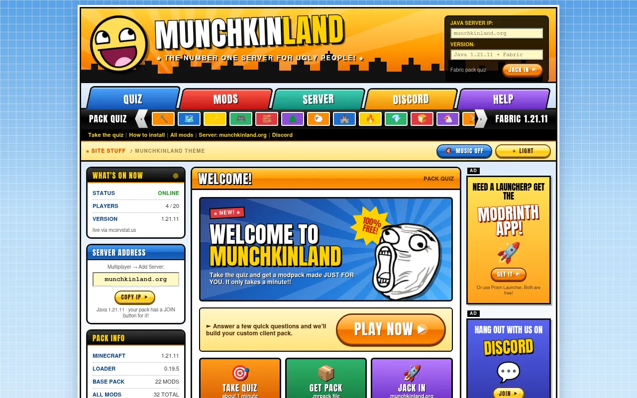 Screenshot of munchkinland.org