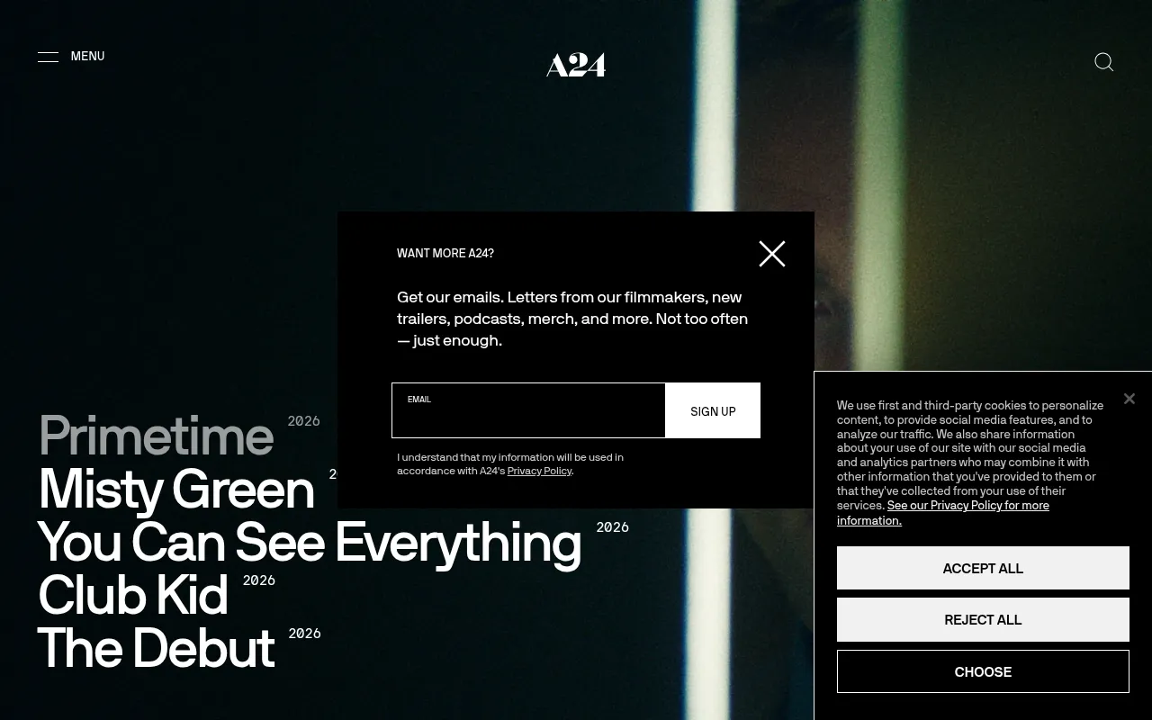Screenshot of a24films.com