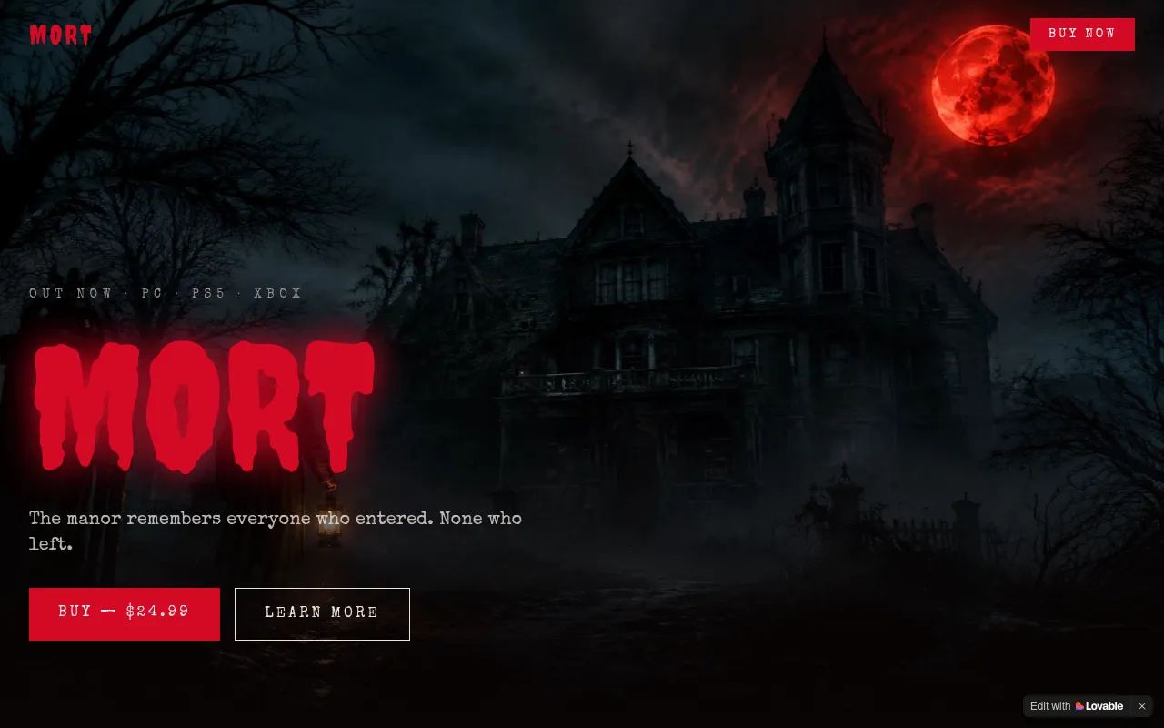 Screenshot of blood-moon-manor.lovable.app