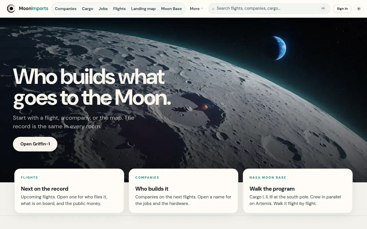 Screenshot of moonimports.com