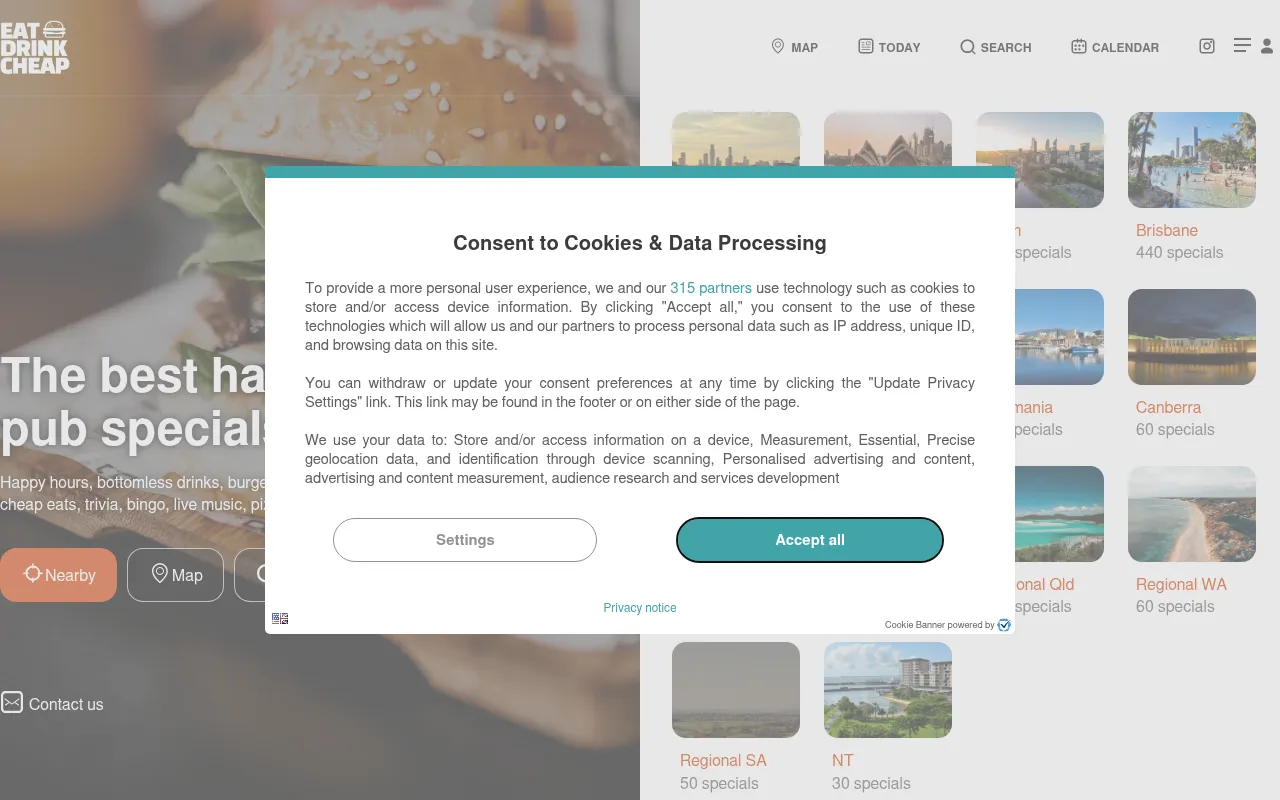 Screenshot of eatdrinkcheap.com.au