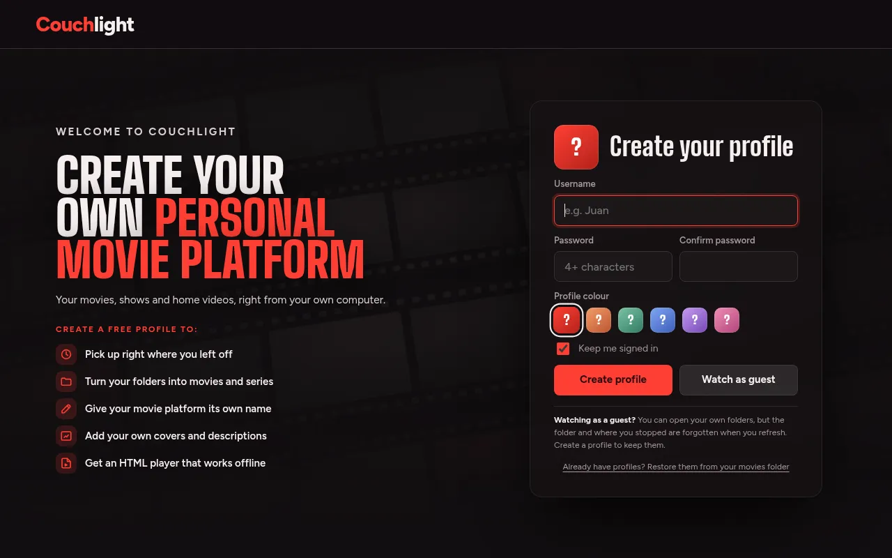Screenshot of couchlight.online