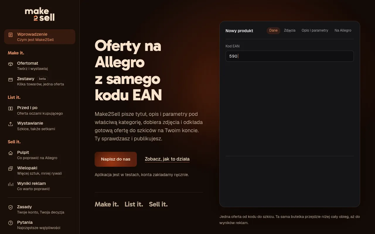 Screenshot of make2sell.com