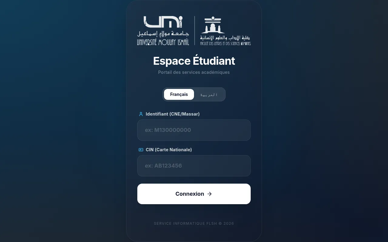 Screenshot of services.flsh.umi.ac.ma