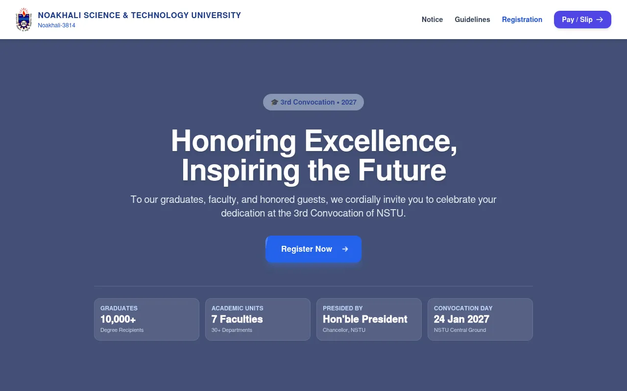 Screenshot of convocation.nstu.edu.bd