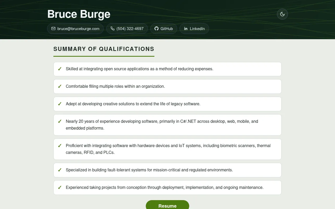 Screenshot of bruceburge.com