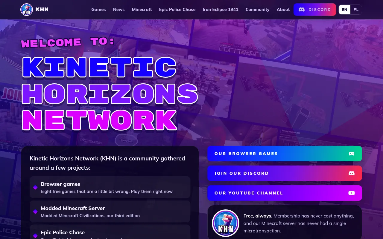 Screenshot of kinetichorizonsnetwork.com